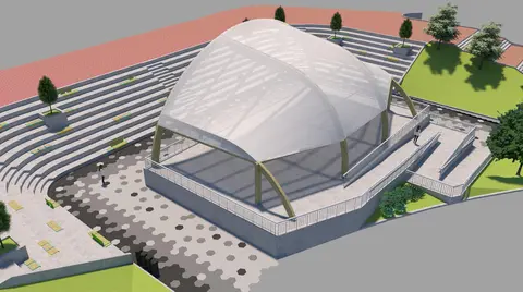 Infograf&iacute;a de la carpa que construir&aacute;n en el Parque Eskurtze