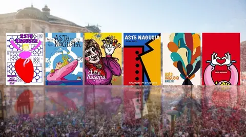Los seis carteles finalistas para anunciar la Aste Nagusia 2023