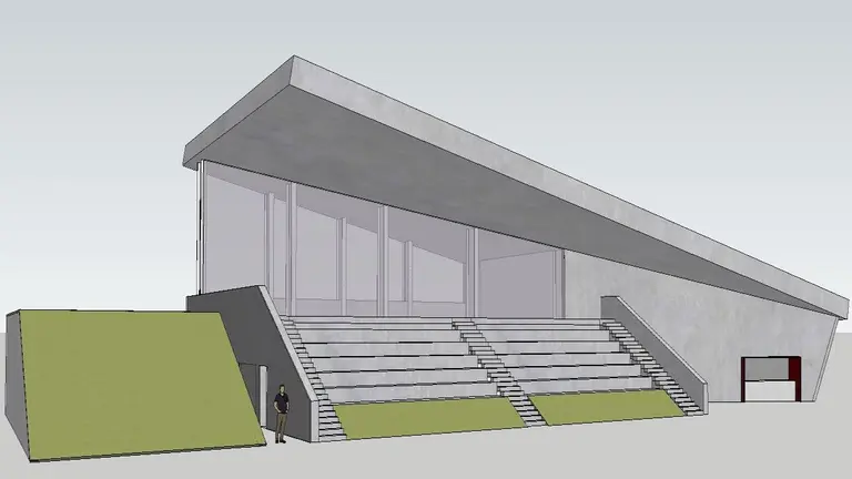 Infograf&iacute;a del nuevo espacio dedicado al rugby, tras las obras, en el Polideportivo de Rekalde